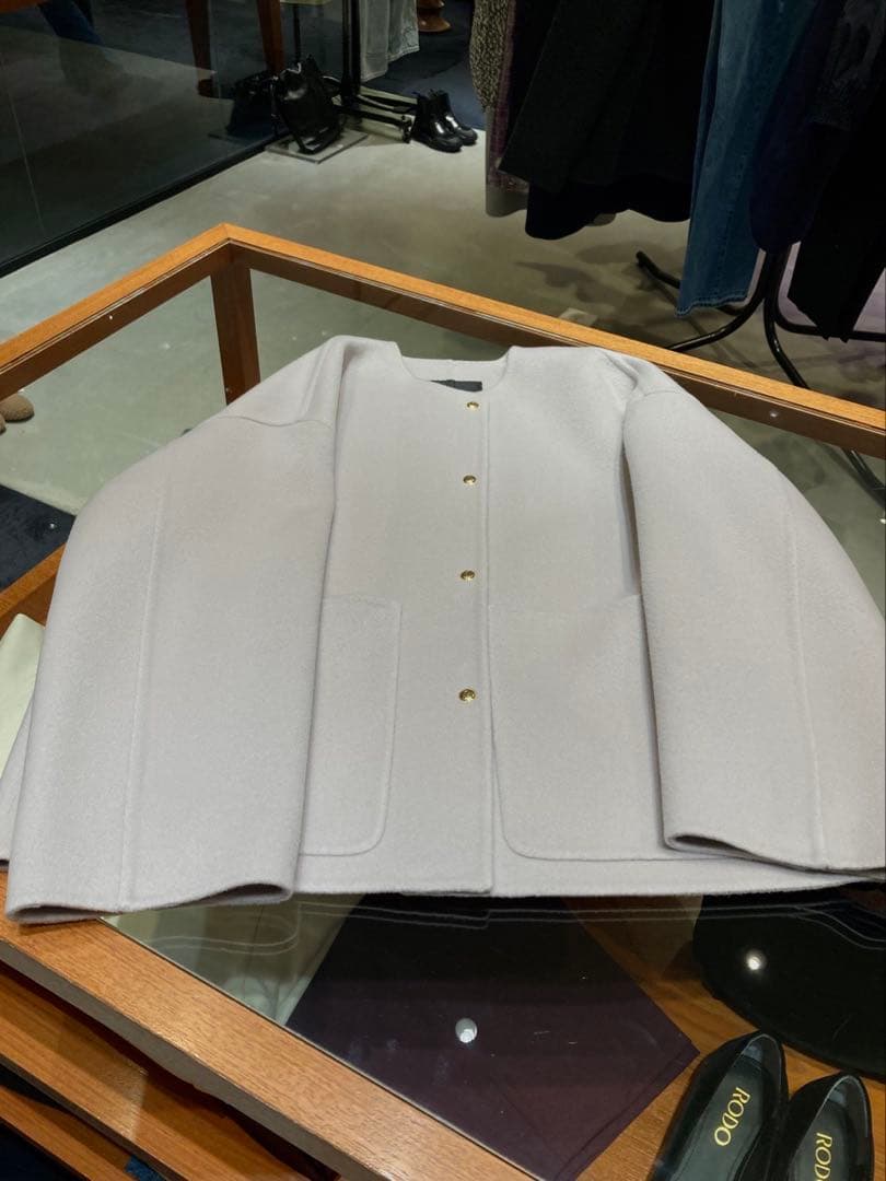 ドゥロワー今期ノーカラージャケット グレー