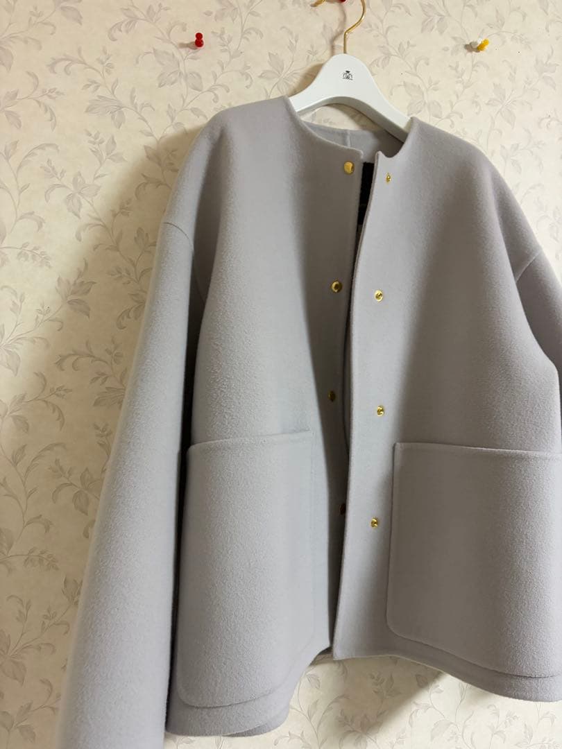 ドゥロワー今期ノーカラージャケット グレー