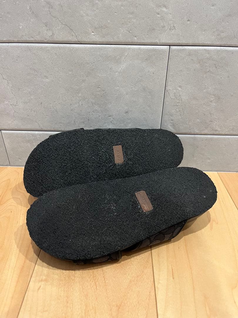 【美品】コーチ COACH メンズ シグネチャー サンダル ブラック黒