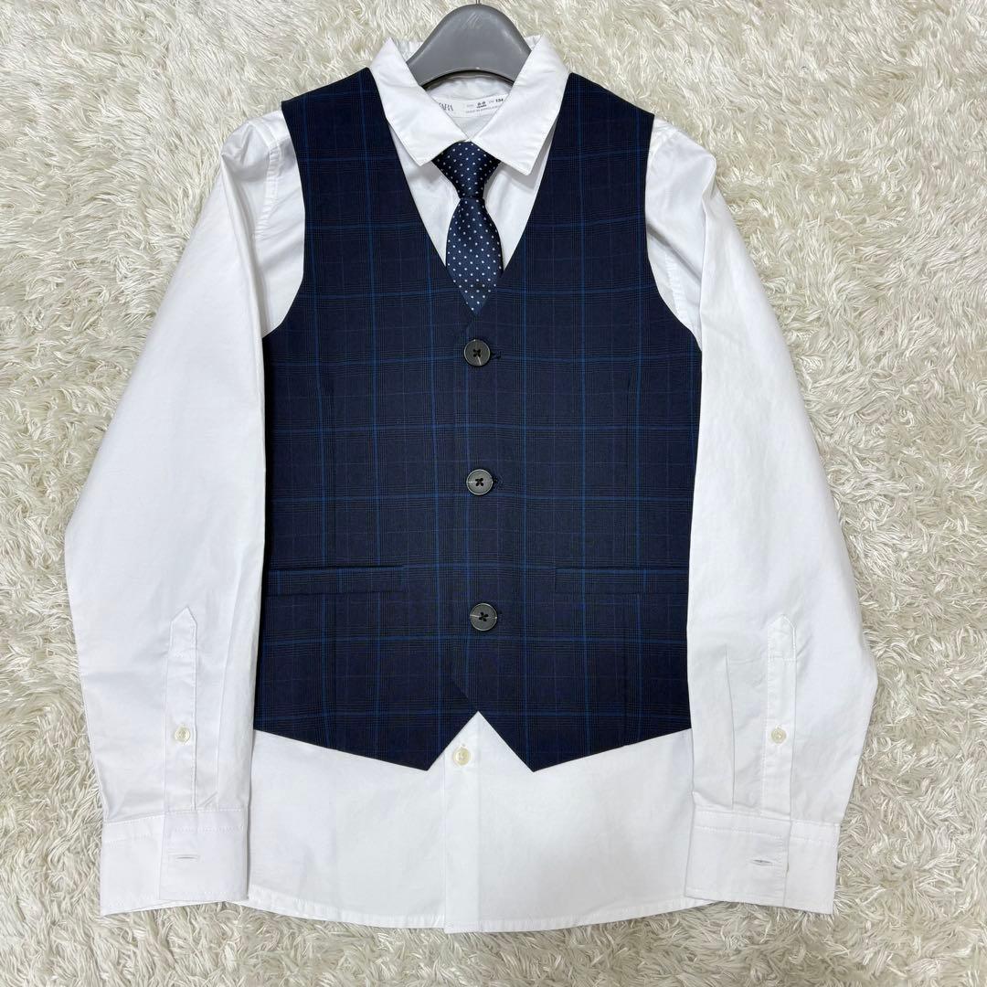 【未使用タグ付き】ZARA 男児フォーマルスーツ セットアップ 紺 134