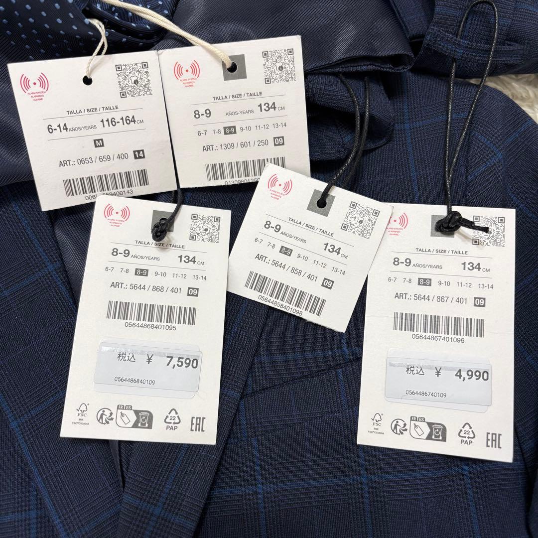 【未使用タグ付き】ZARA 男児フォーマルスーツ セットアップ 紺 134