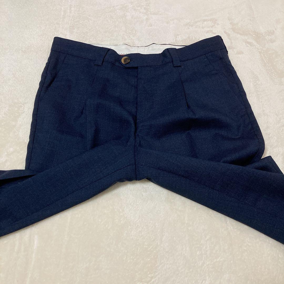 ブルネロクチネリ スラックス タック入り ウール イタリア製 NVY 46