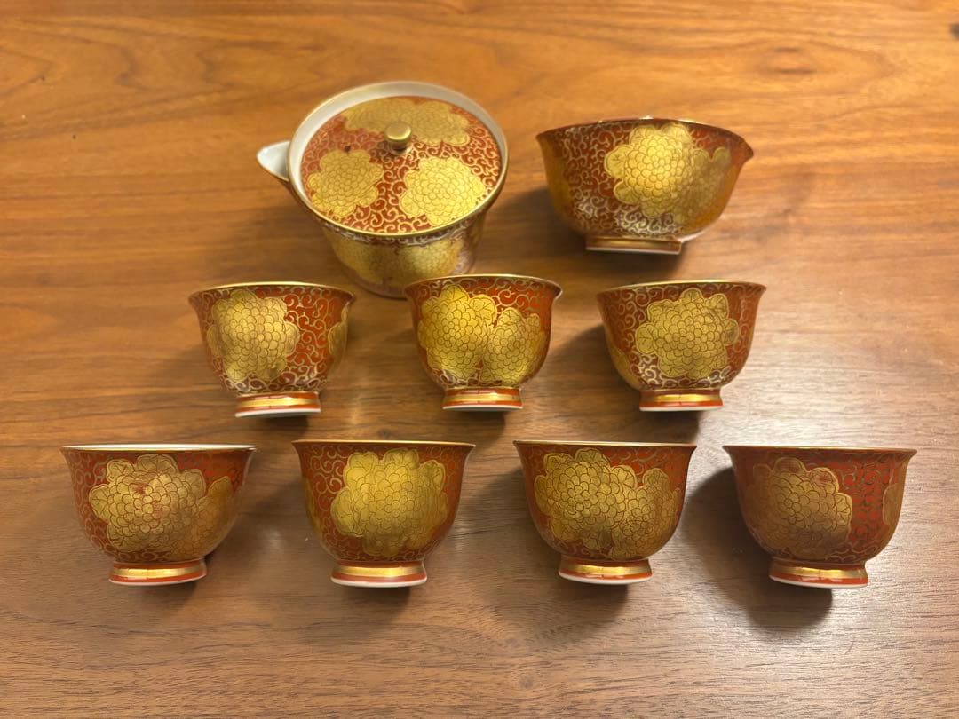 清水焼　煎茶器　金彩　平安京峰　京焼