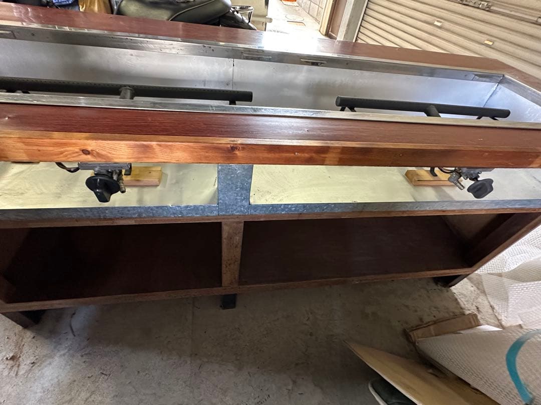 お好み焼きテーブル 9mm鉄板 ６人掛 1830×660×750プロパン [鉄板