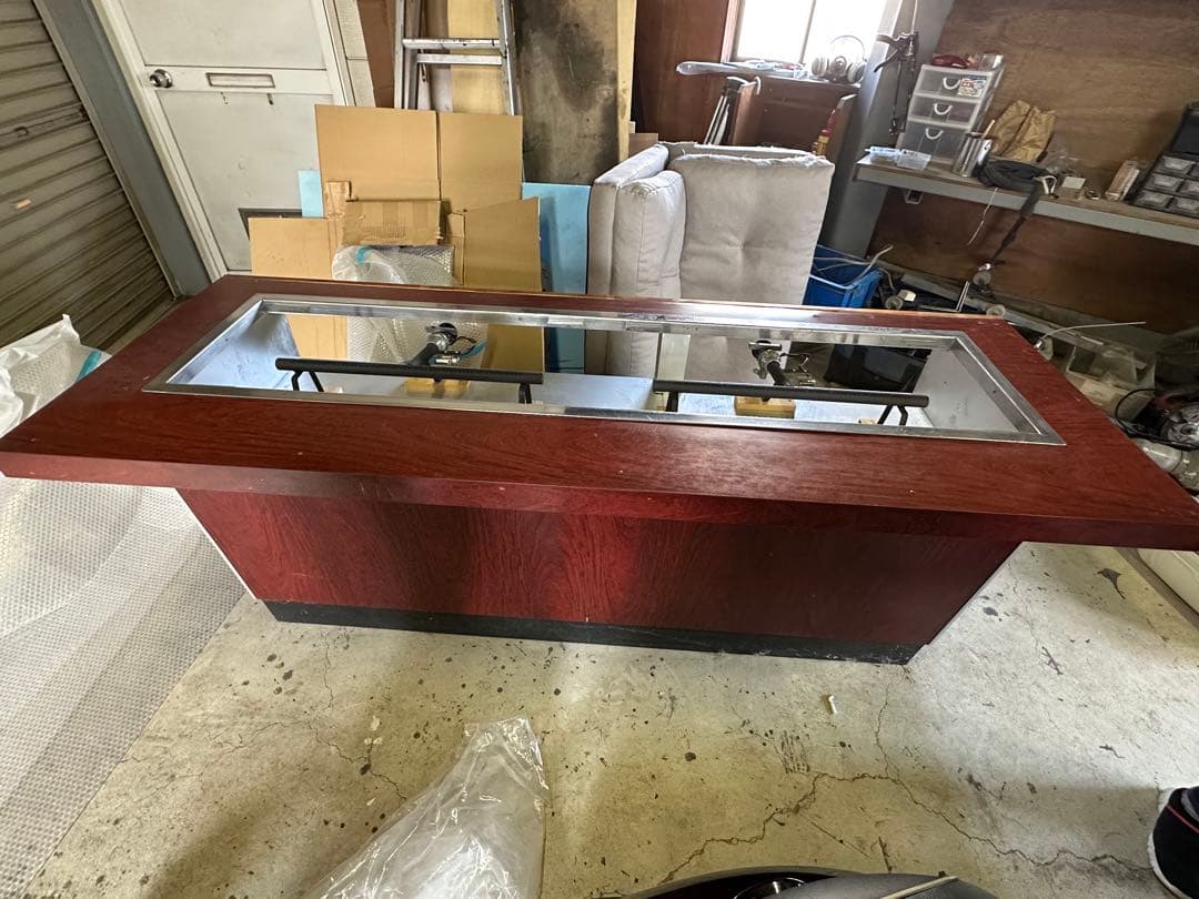 お好み焼きテーブル 9mm鉄板 ６人掛 1830×660×750プロパン [鉄板