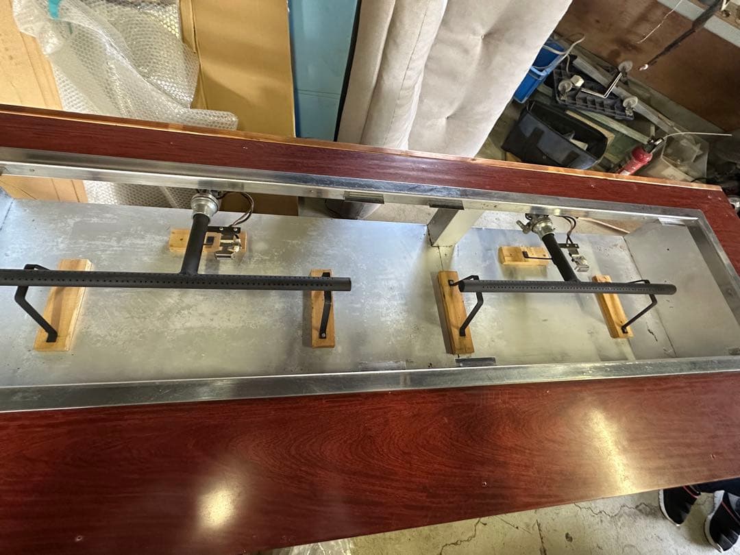 お好み焼きテーブル 9mm鉄板 ６人掛 1830×660×750プロパン [鉄板