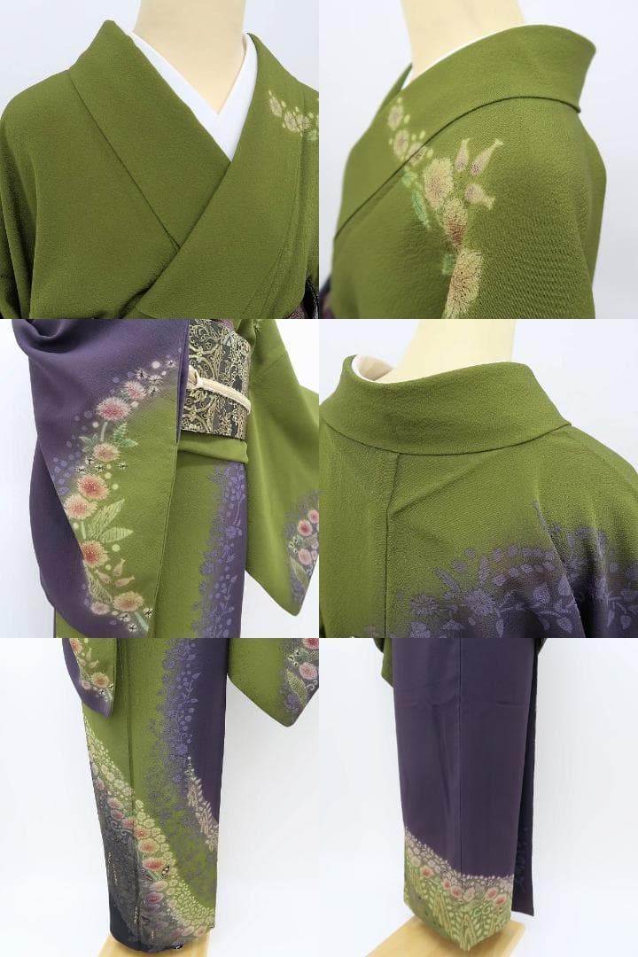 美品 十日町絞り工房滝泰謹製 絞り“森に待つ花の精との出会い”訪問着 P＋71