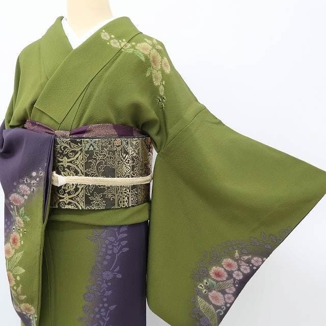 美品 十日町絞り工房滝泰謹製 絞り“森に待つ花の精との出会い”訪問着 P＋71