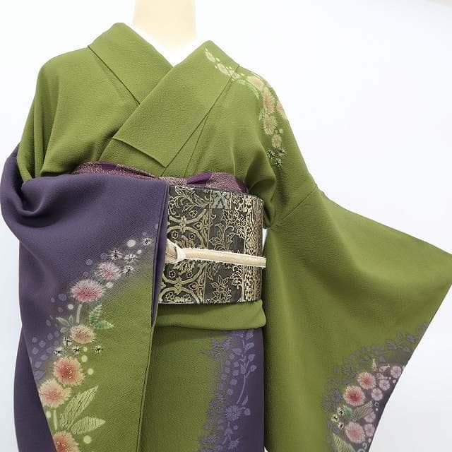 美品 十日町絞り工房滝泰謹製 絞り“森に待つ花の精との出会い”訪問着 P＋71