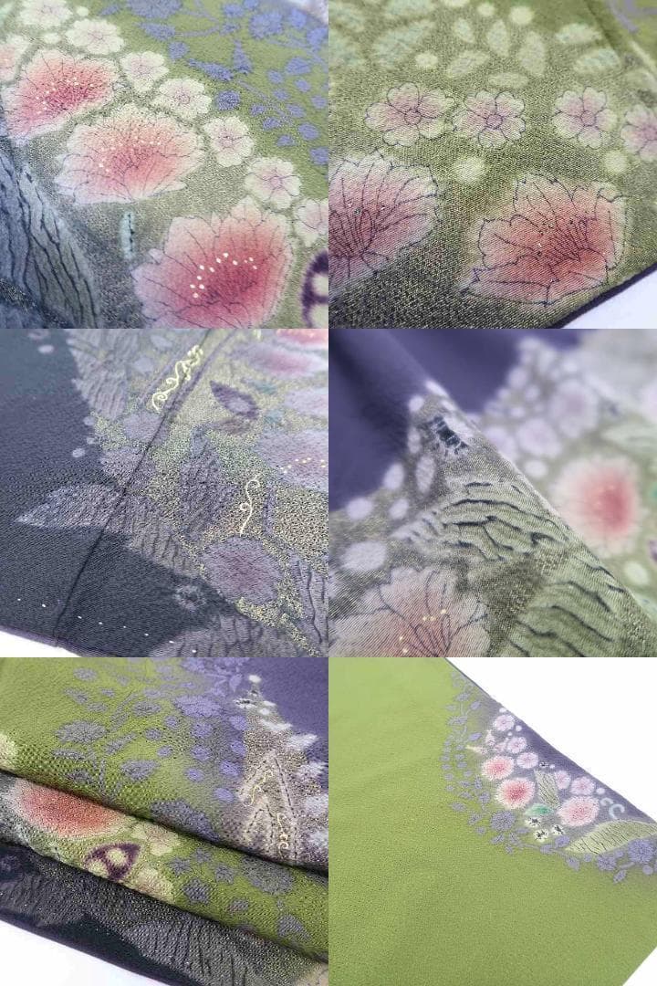 美品 十日町絞り工房滝泰謹製 絞り“森に待つ花の精との出会い”訪問着 P＋71