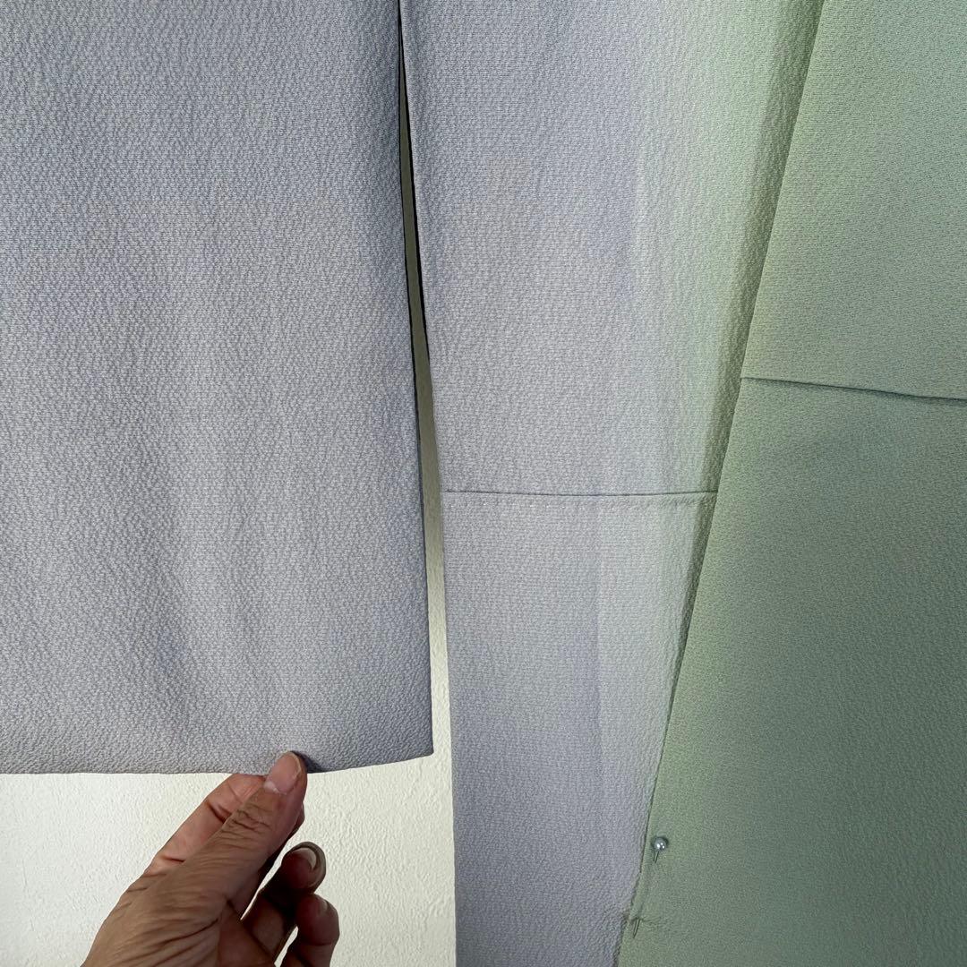 超美品　袷　訪問着　正絹　現代　薄緑　正統派　金彩　黄緑　薄紫　158裄64