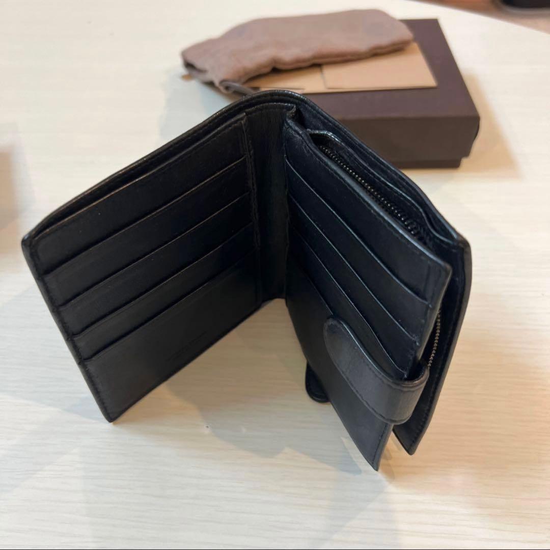 BOTTEGA VENETA ブラックレザー 二つ折り財布