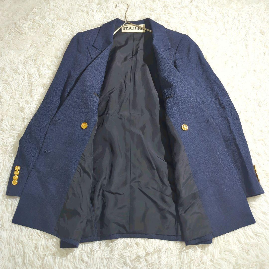 INSCRIRE テーラードジャケット 紺ブレ 金ボタン ダブル ロング