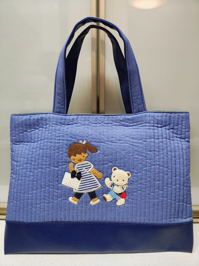 キ*リ様 ファミリア familiar 刺繍デザイン トートバッグ 青色 手提げ