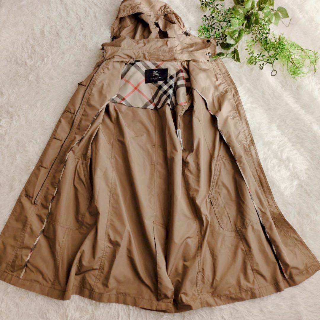 バーバリーロンドン トレンチコート フード ベルト 撥水 ノバチェック ベージュ
