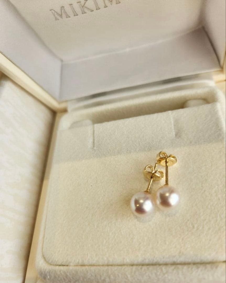 箱クロス紙袋つき ミキモトパールピアスK18(7.00ミリ)