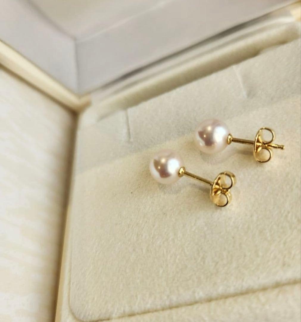 箱クロス紙袋つき ミキモトパールピアスK18(7.00ミリ)