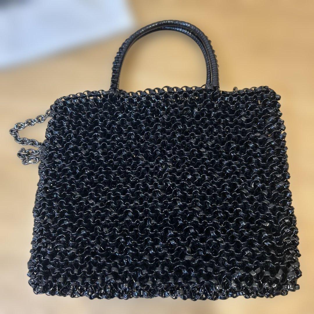 【未使用に近い】アンテプリマ ワイヤーバッグ ミニアトゥーラ エナメルブラック