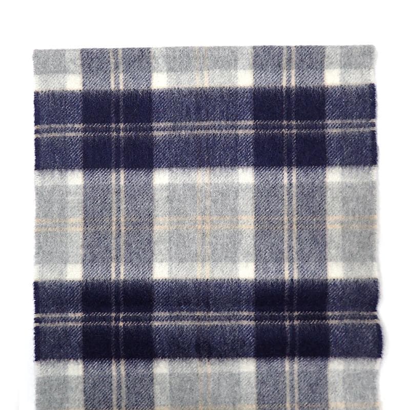 未使用Johnstons of Elgin カシミヤマフラー ブルー系チェック柄