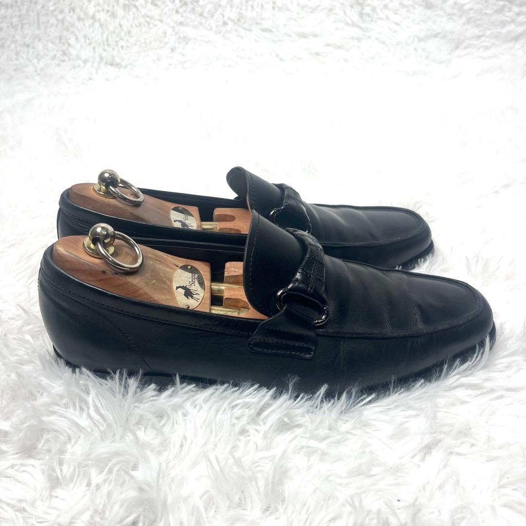 【美品】 Tod's トッズ ビットローファー クロコ ブラック 25.5cm