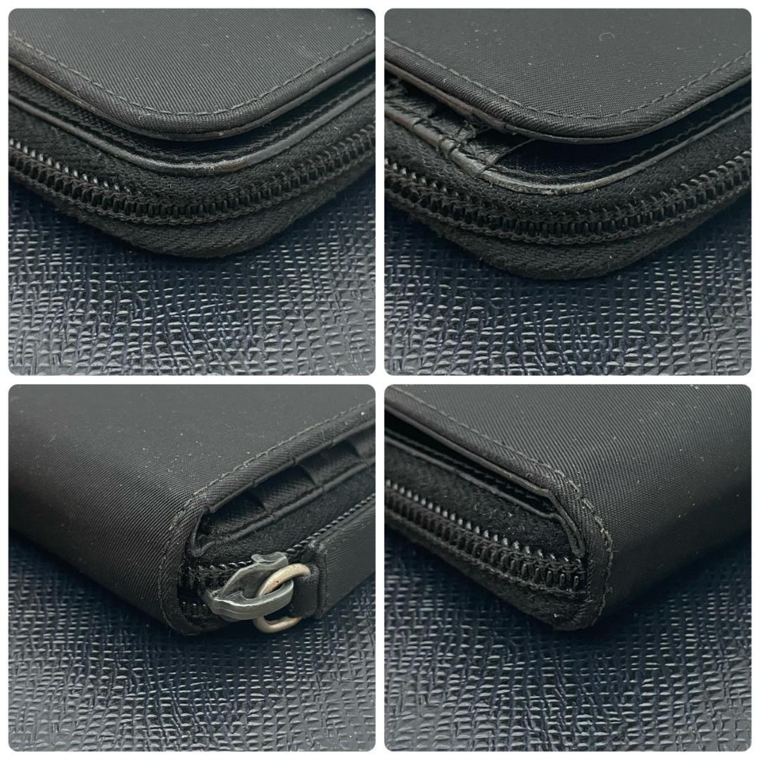 PRADA プラダ 二つ折り財布 三角ロゴ ナイロン レザー ホック ブラック