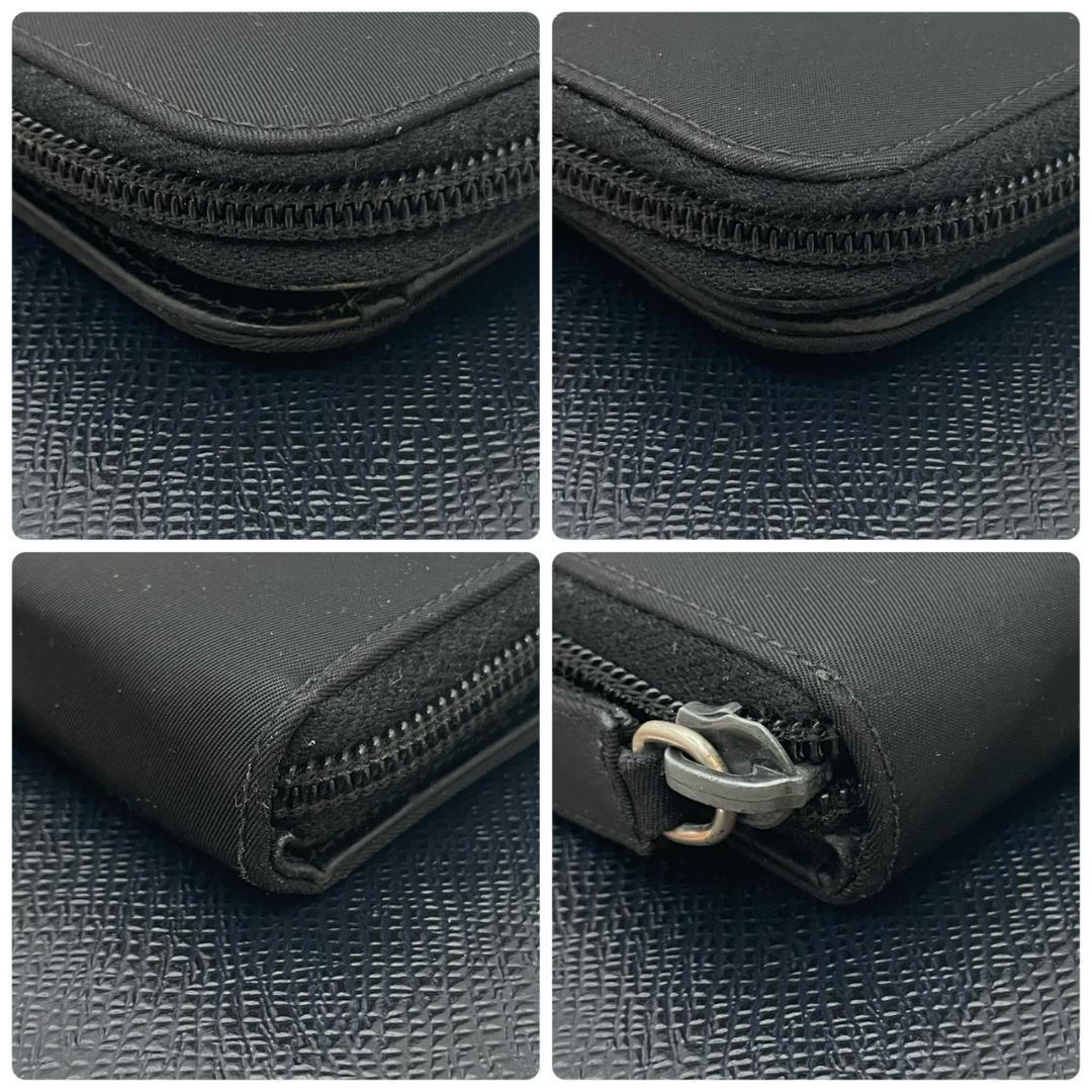 PRADA プラダ 二つ折り財布 三角ロゴ ナイロン レザー ホック ブラック