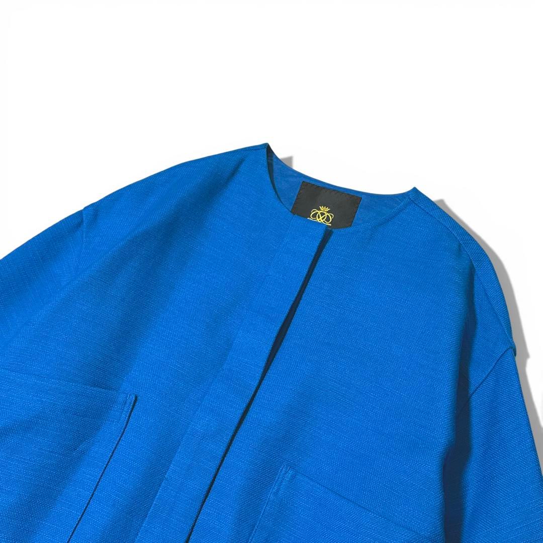 極美品✨️￥8.2　ドゥロワー　イタリア製生地　コットンスラブノーカラージャケット