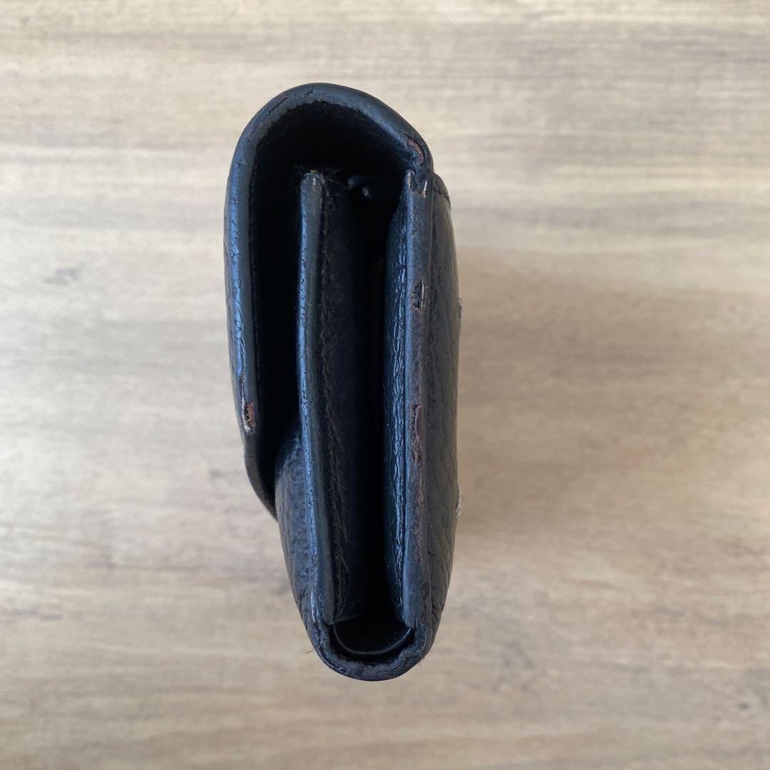 メゾンマルジェラ 三つ折り財布 4ステッチ レザー コンパクト ブラック