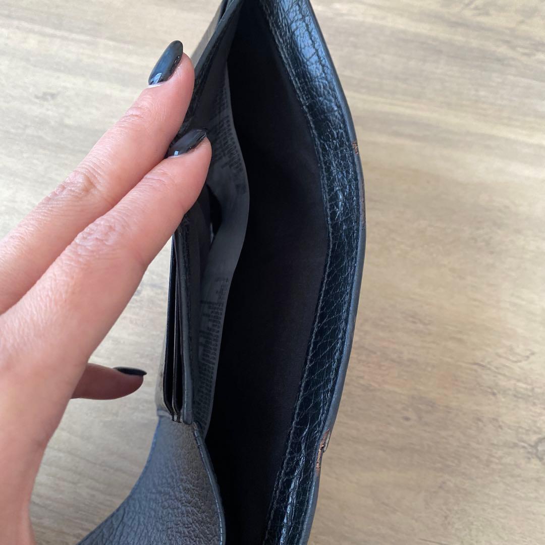 メゾンマルジェラ 三つ折り財布 4ステッチ レザー コンパクト ブラック