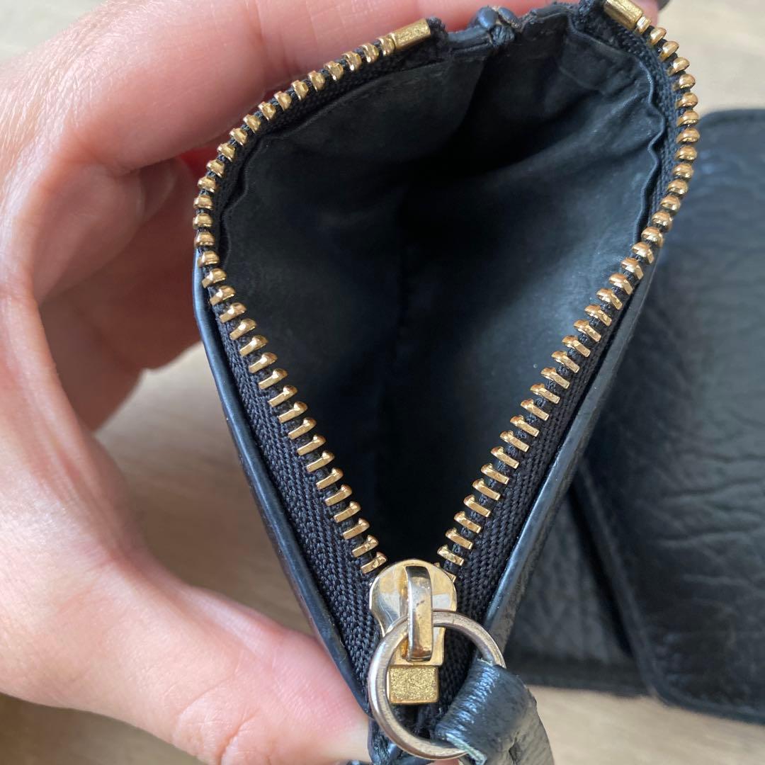 メゾンマルジェラ 三つ折り財布 4ステッチ レザー コンパクト ブラック