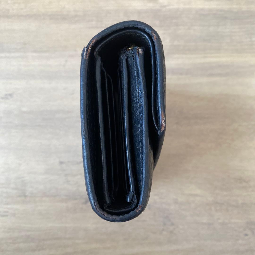 メゾンマルジェラ 三つ折り財布 4ステッチ レザー コンパクト ブラック