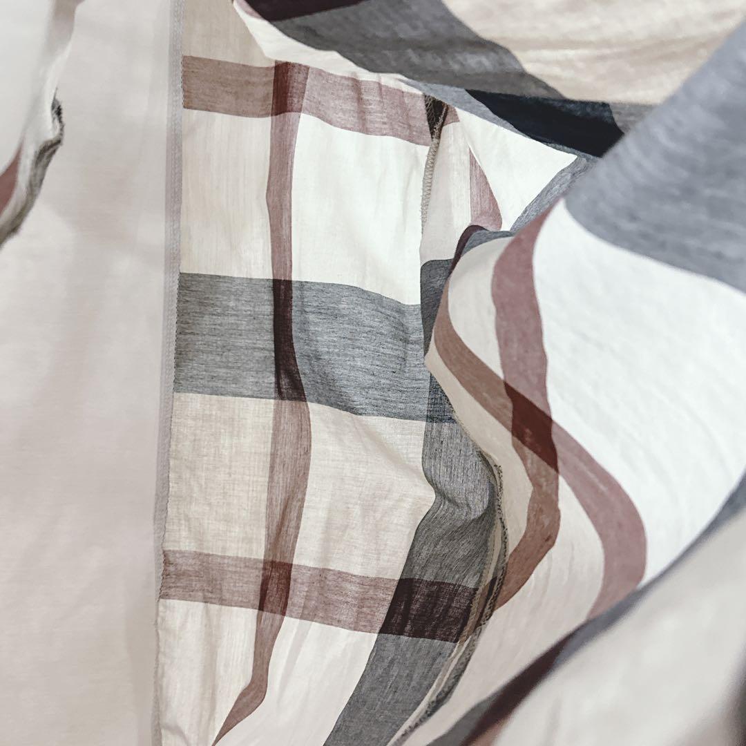 ブルーレーベルクレストブリッジ チェック切替 半袖 ハイカウントポンチワンピース