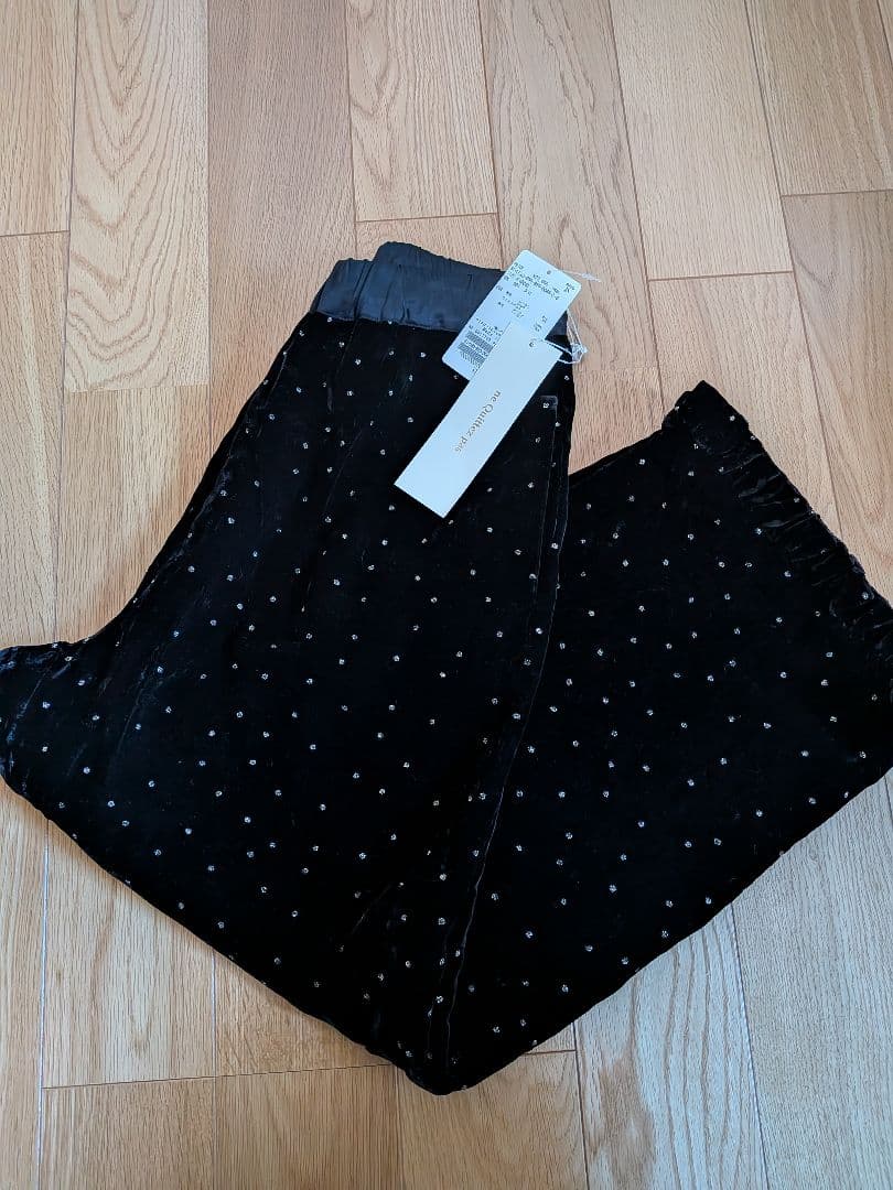 ヌキテパ　Glitter Print Frill Pants ベロアパンツ