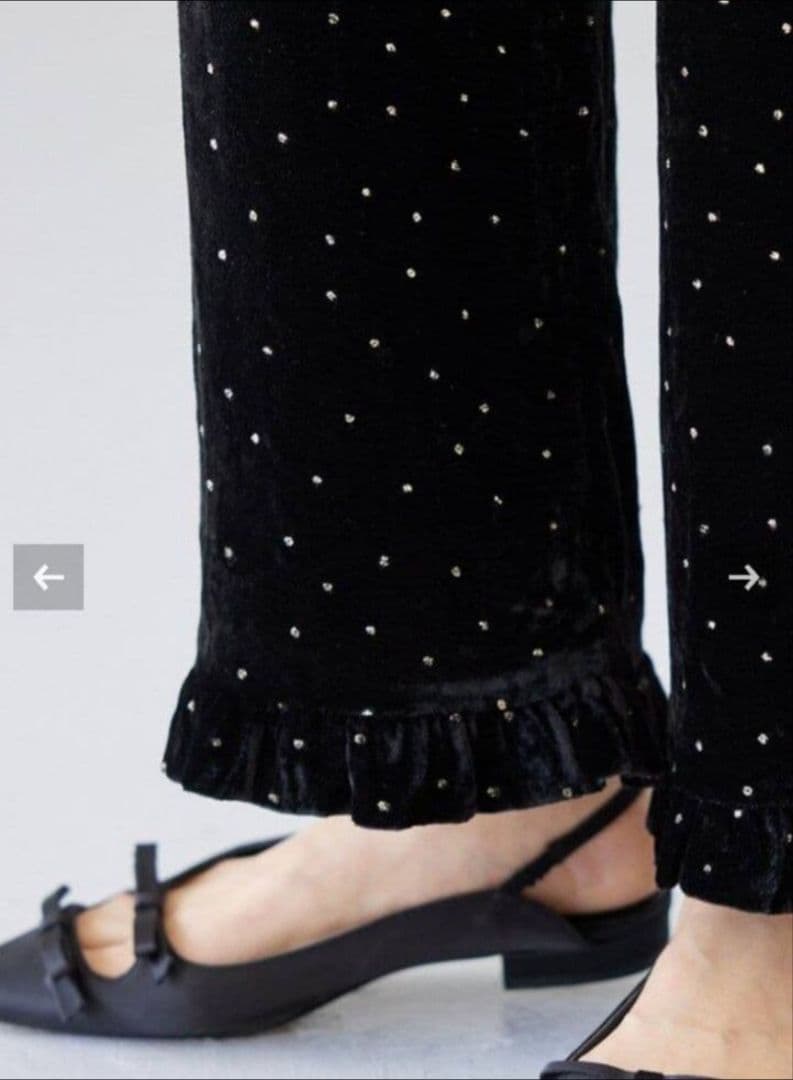 ヌキテパ　Glitter Print Frill Pants ベロアパンツ