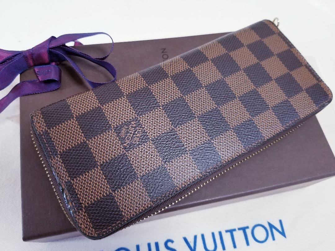 【美品】ルイヴィトン ダミエ ポルトフォイユクレマンス ラウンドファスナー