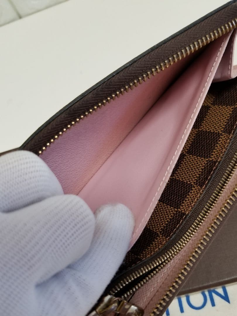 【美品】ルイヴィトン ダミエ ポルトフォイユクレマンス ラウンドファスナー