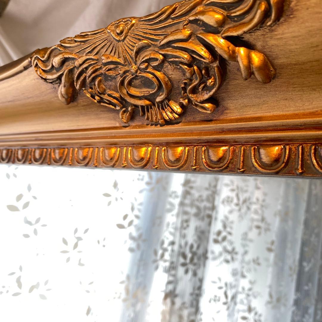 アンティーク調ミラー 全身鏡 姿見 ゴールド