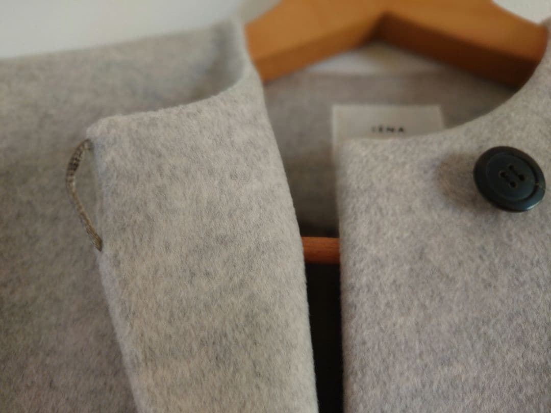 【IENA】イエナ ロングスリット ノーカラーコート ナチュラル 36