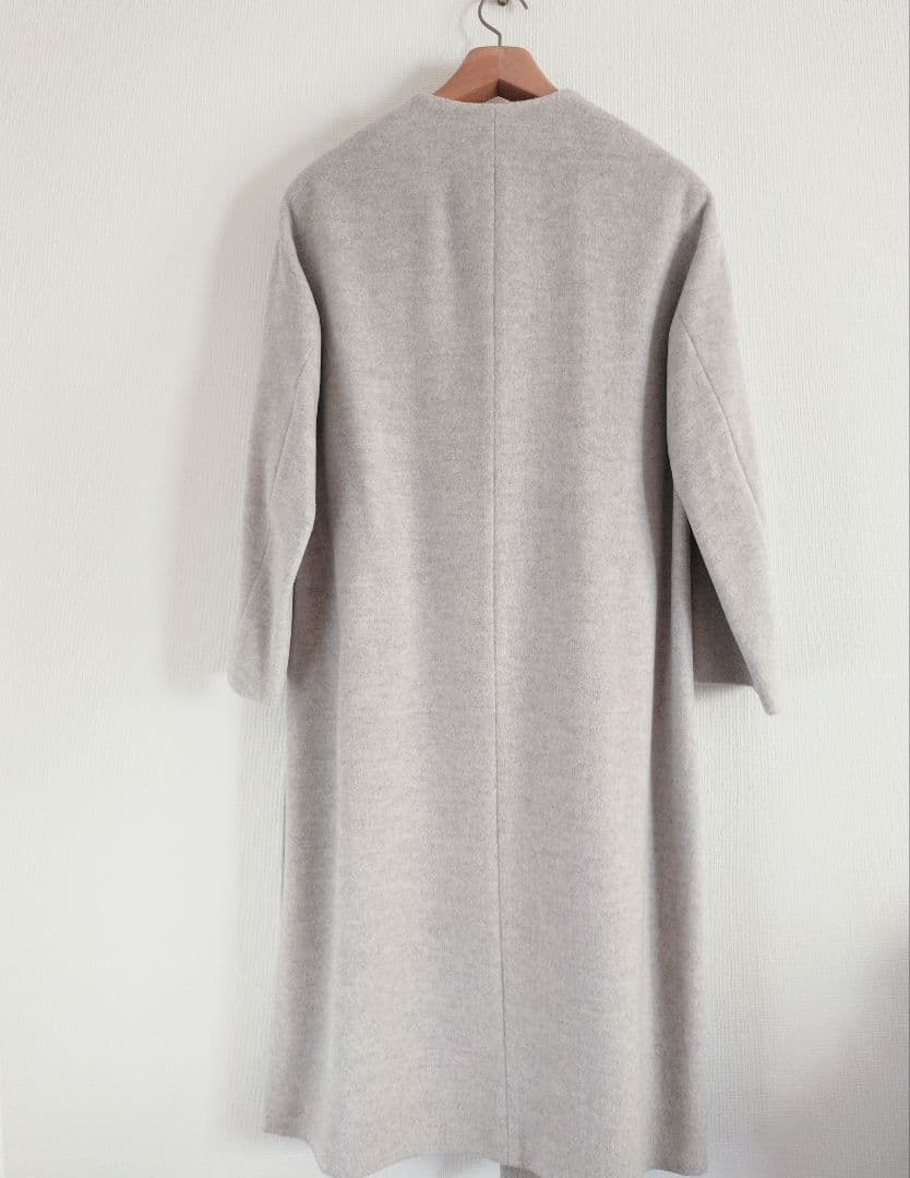 【IENA】イエナ ロングスリット ノーカラーコート ナチュラル 36