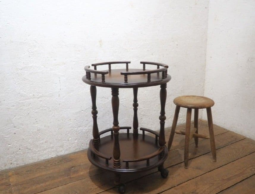 1198 レトロモダン　キャスターワゴン　飾り棚　ラック　飛騨産業　キツツキ