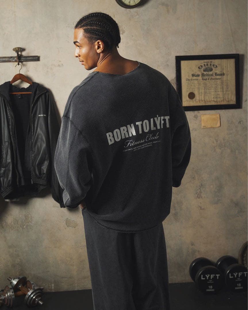 【完売品】LYFT VINTAGE ロングTシャツ サーマル生地 BLACK M