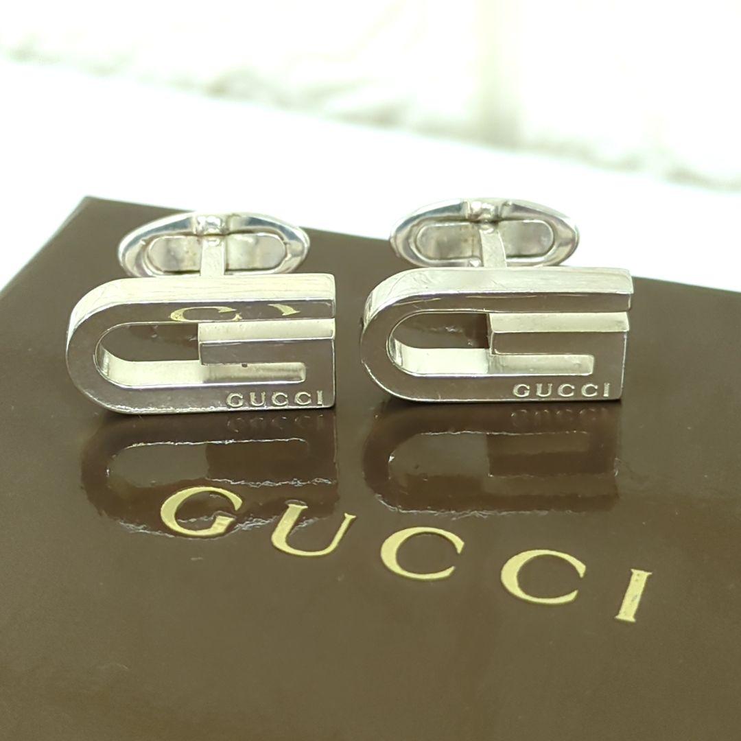 グッチ カフス シルバー カフリンクス Ｇモチーフ ロゴ SV925 イタリア製