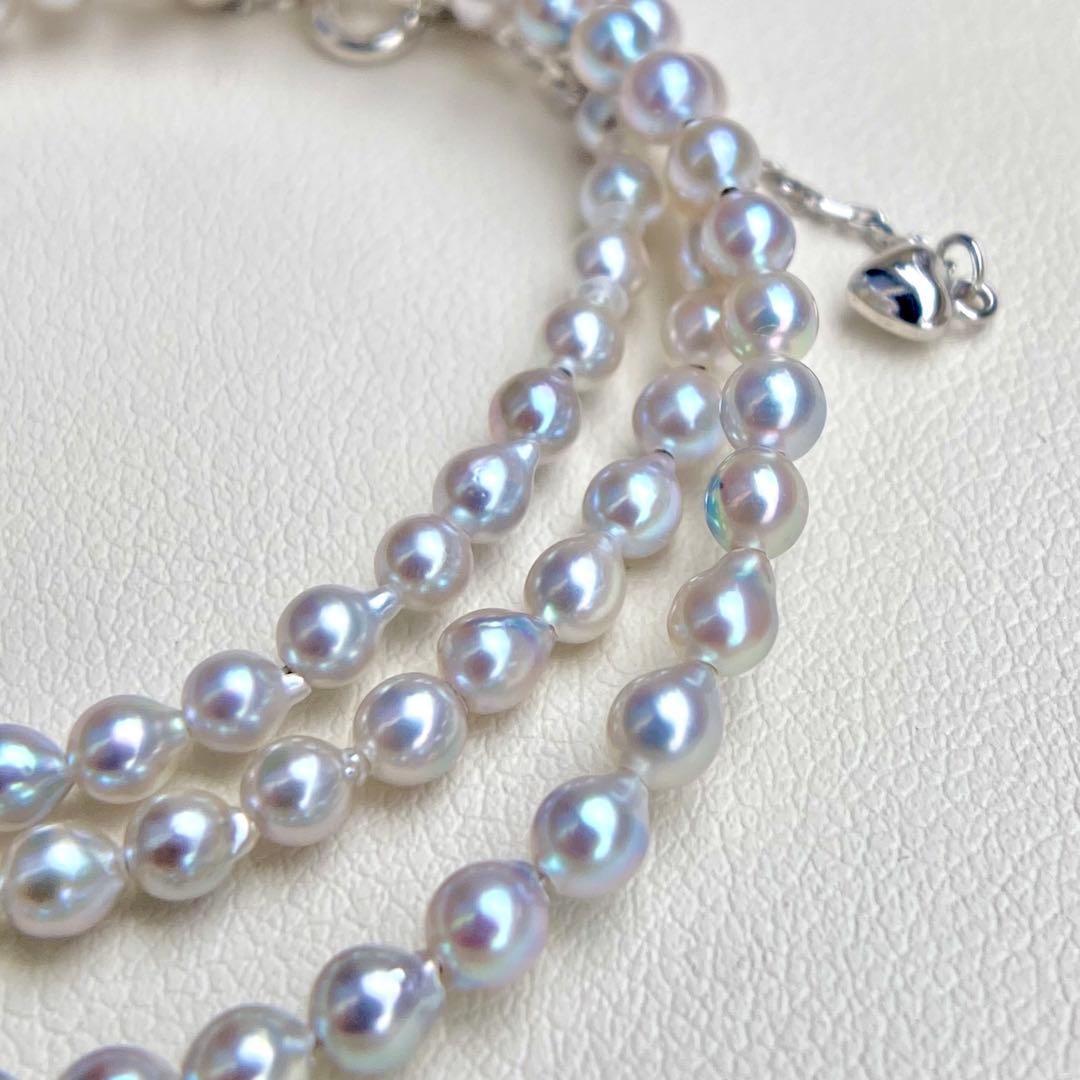 本真珠あこや真珠　ナチュラルカラー3.4㍉s925ネックレスBEN915