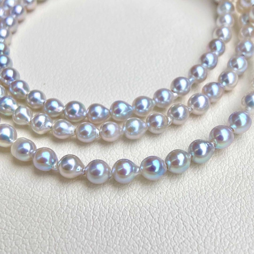 本真珠あこや真珠　ナチュラルカラー3.4㍉s925ネックレスBEN915
