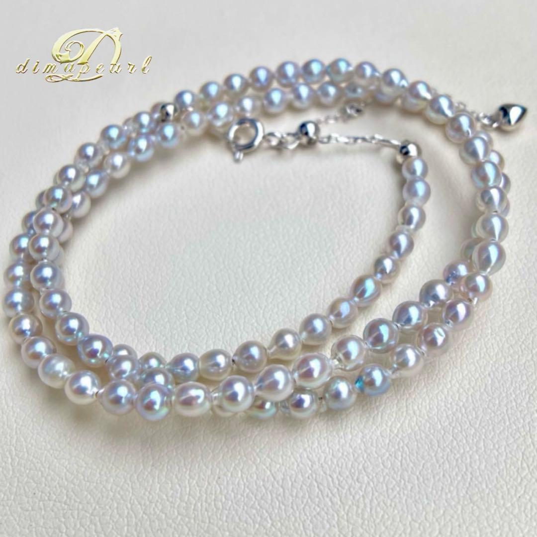 本真珠あこや真珠　ナチュラルカラー3.4㍉s925ネックレスBEN915