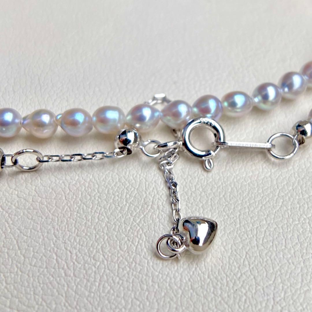 本真珠あこや真珠　ナチュラルカラー3.4㍉s925ネックレスBEN915