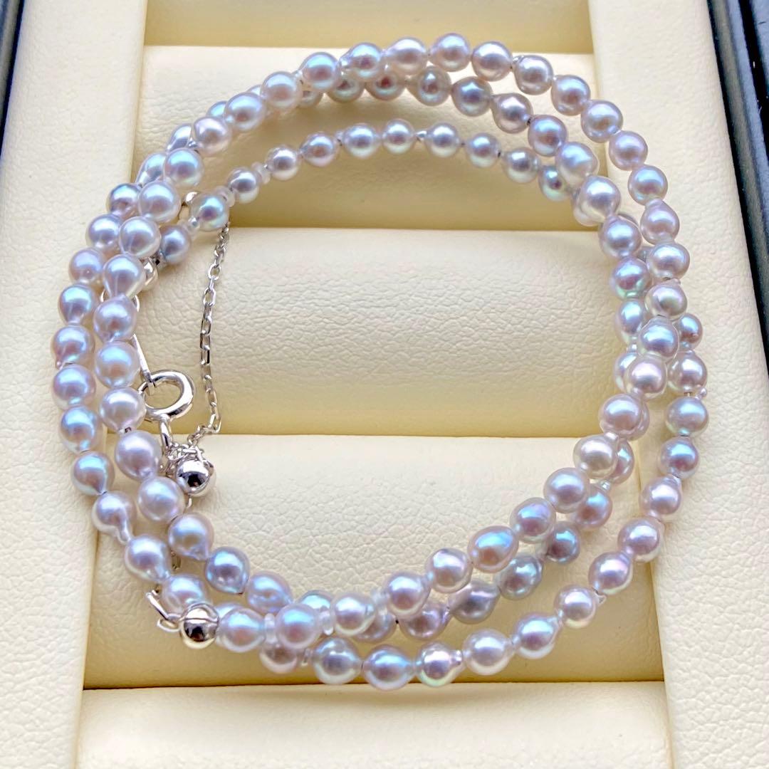 本真珠あこや真珠　ナチュラルカラー3.4㍉s925ネックレスBEN915