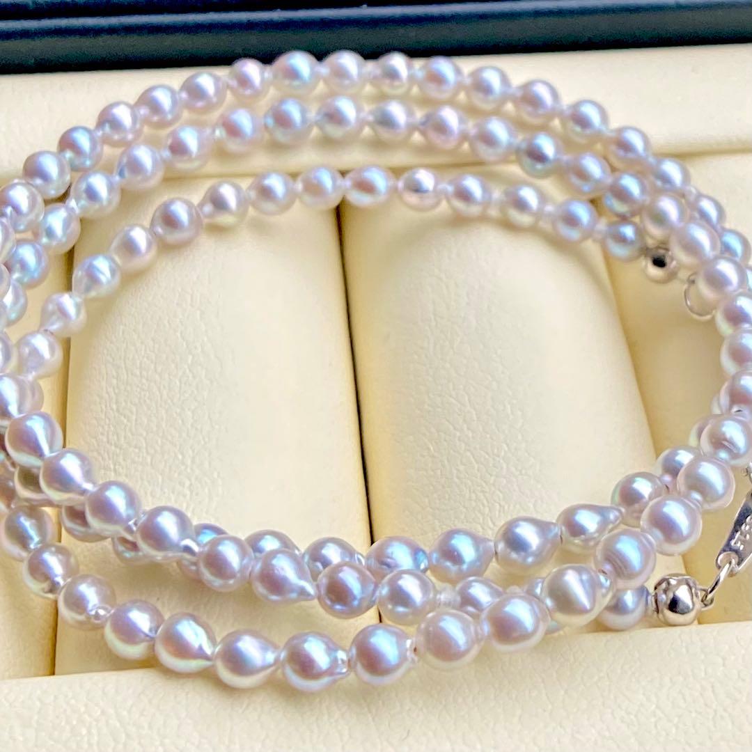 本真珠あこや真珠　ナチュラルカラー3.4㍉s925ネックレスBEN915