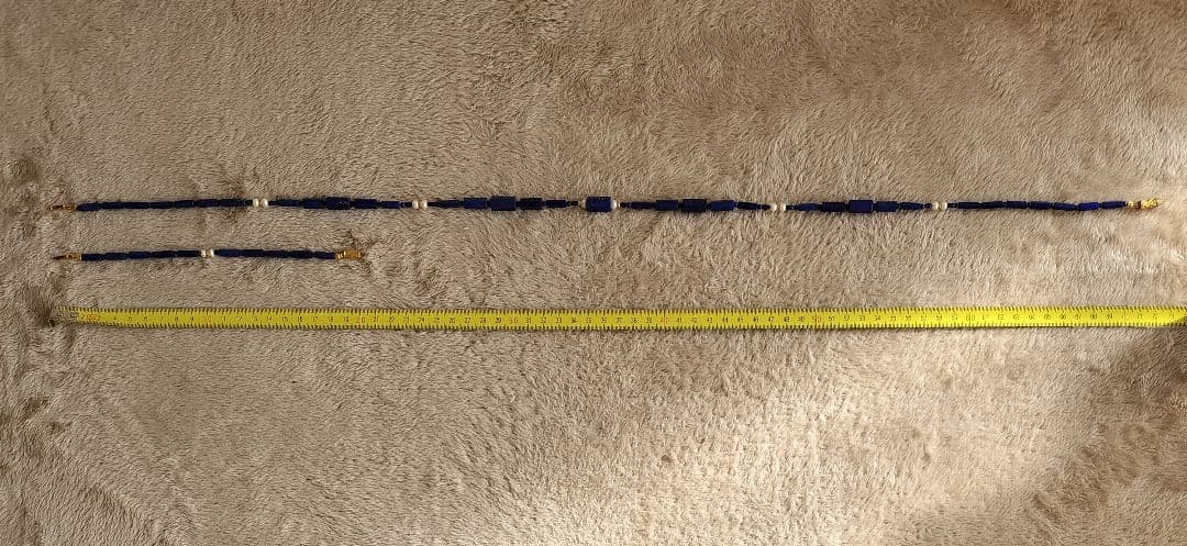 ラピスラズリとパール ネックレス ブレスレット アンティーク レトロ