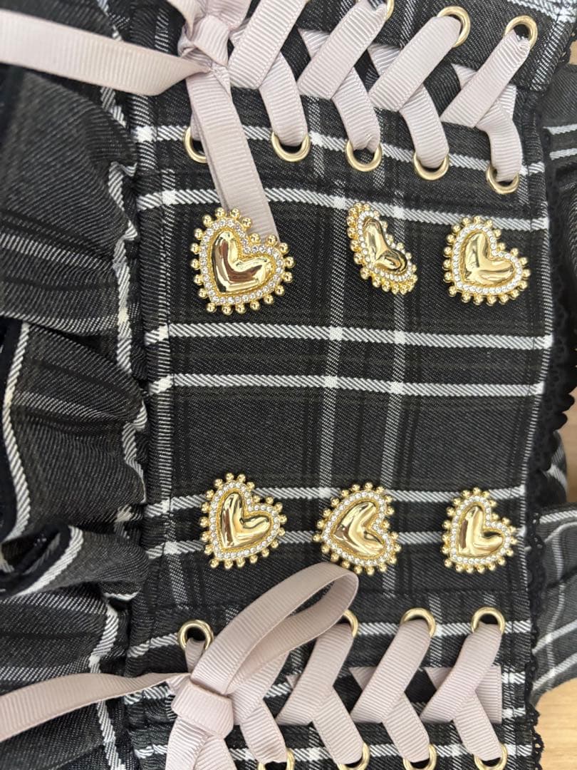 リズリサ LIZLISAはしごリボンチェックティアードスカパン